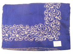 Blue Designer Wedding Partywear Pure Raw Silk Hand Embroidery Zari Aari Work Kolkata Saree Sari E271