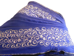 Blue Designer Wedding Partywear Pure Raw Silk Hand Embroidery Zari Aari Work Kolkata Saree Sari E271