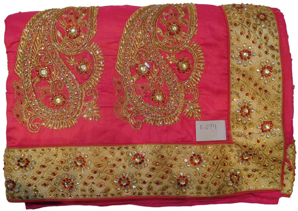 Pink Designer Wedding Partywear Sana Silk Hand Embroidery Zari Stone Cutdana Work Kolkata Bridal Saree Sari E274