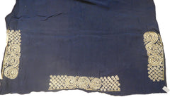 Grey Designer Wedding Partywear Ethnic Bridal Crepe (Chinon) Hand Embroidery Zari Cutdana Stone Work Kolkata Women Saree Sari E288