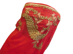Red Designer Wedding Partywear Georgette Hand Embroidery Thread Cutdana Stone Work Kolkata Saree Sari E290