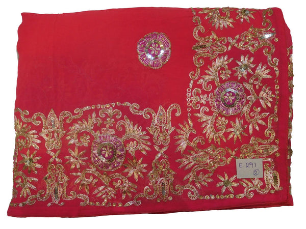 Pink Designer Wedding Partywear Ethnic Bridal Georgette (Viscos) Hand Embroidery Zari Thread Cutdana Stone Work Kolkata Women Saree Sari E291