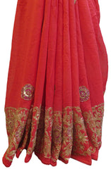 Red Designer Wedding Partywear Ethnic Bridal Georgette (Viscos) Hand Embroidery Zari Thread Cutdana Stone Work Kolkata Women Saree Sari E294