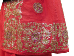 Red Designer Wedding Partywear Ethnic Bridal Georgette (Viscos) Hand Embroidery Zari Thread Cutdana Stone Work Kolkata Women Saree Sari E294