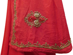 Pink Designer Wedding Partywear Ethnic Bridal Crepe (Chinon) Hand Embroidery Beads Thread Zari Cutdana Stone Work Kolkata Women Saree Sari E299