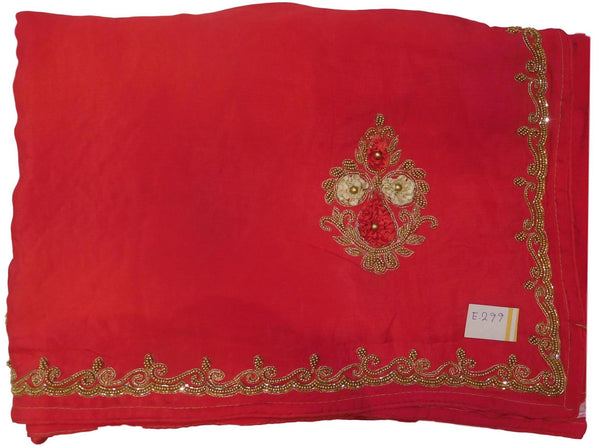 Pink Designer Wedding Partywear Ethnic Bridal Crepe (Chinon) Hand Embroidery Beads Thread Zari Cutdana Stone Work Kolkata Women Saree Sari E299