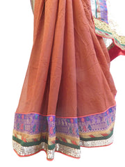 Coffee Brown Designer Wedding Partywear Ethnic Bridal Georgette (Viscos) Hand Embroidery Zari Sequence Work Kolkata Women Banarasi Border Saree Sari E304