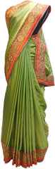 Green Designer Wedding Partywear Ethnic Bridal Dupian Silk Hand Embroidery Zari Sequence Work Kolkata Women Red Blouse Saree Sari E307