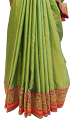 Green Designer Wedding Partywear Ethnic Bridal Dupian Silk Hand Embroidery Zari Sequence Work Kolkata Women Red Blouse Saree Sari E307