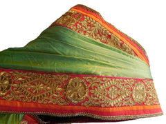 Green Designer Wedding Partywear Ethnic Bridal Dupian Silk Hand Embroidery Zari Sequence Work Kolkata Women Red Blouse Saree Sari E307