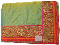 Green Designer Wedding Partywear Ethnic Bridal Dupian Silk Hand Embroidery Zari Sequence Work Kolkata Women Red Blouse Saree Sari E307