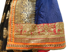 Blue & Black Designer Wedding Partywear Ethnic Bridal Georgette (Viscos) Hand Embroidery Zari Sequence Work Kolkata Women Banarasi Border Saree Sari E314