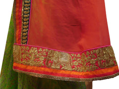 Red & Green Chunari Print Designer Wedding Partywear Ethnic Bridal Georgette (Viscos) & Net Hand Embroidery Sequence Thread Bullion Zari Stone Work Kolkata Women Saree Sari E318