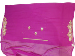 Purple Designer Wedding Partywear Georgette Hand Embroidery Zari Bullion Cutdana Stone Beads Work Kolkata Saree Sari E326
