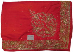 Red Designer Wedding Partywear Ethnic Bridal Sana Silk Hand Embroidery Cutdana Beads Sequence Zari Stone Work Kolkata Women Saree Sari E333