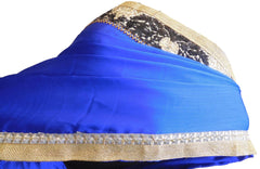Blue Designer Wedding Partywear Ethnic Bridal Crepe Hand Embroidery Thread Stone Work Kolkata Women Saree Sari E335