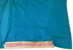 Turquoise Designer Wedding Partywear Ethnic Bridal Crepe Hand Embroidery Sequence Zari Thread Stone Work Kolkata Women Saree Sari E338