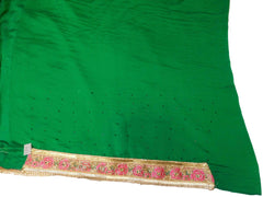 Green Designer Wedding Partywear Ethnic Bridal Crepe Hand Embroidery Sequence Zari Thread Stone Work Kolkata Women Saree Sari E340