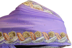 Lavender Designer PartyWear Bridal Georgette (Viscos) Zari Thread Sequence Stone Beads Hand Embroidery Work Wedding Saree Sari E344