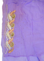 Lavender Designer PartyWear Bridal Georgette (Viscos) Zari Thread Sequence Stone Beads Hand Embroidery Work Wedding Saree Sari E344