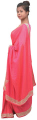 Pink Designer Wedding Partywear Ethnic Bridal Sana Silk Hand Embroidery Cutdana Beads Sequence Zari Stone Work Kolkata Women Saree Sari E345