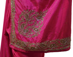 Pink Designer Wedding Partywear Ethnic Bridal Sana Silk Hand Embroidery Cutdana Beads Sequence Zari Stone Work Kolkata Women Saree Sari E345