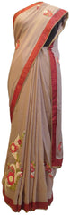 Grey Designer PartyWear Bridal Georgette (Viscos) Thread Stone Pearl Hand Embroidery Work Wedding Saree Sari E351