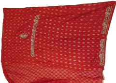 Red & Beige Designer Wedding Party Wear Brasso Hand Embroidery Beads Cutdana Stone Work Bridal Saree Sari E353