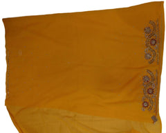 Yellow Designer Wedding Partywear Georgette Hand Embroidery Cutdana Stone Beads Work Kolkata Saree Sari E355