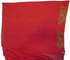 Pink Designer Wedding Partywear Georgette Hand Embroidery Cutdana Stone Beads Work Kolkata Saree Sari E356