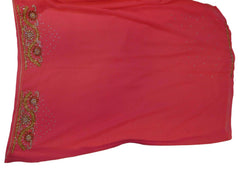Pink Designer Wedding Partywear Georgette Hand Embroidery Cutdana Stone Beads Work Kolkata Saree Sari E363