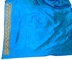 Cream & Blue Designer Party Wear Silk Hand Embroidery Thread Work Saree Sari E364