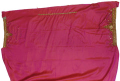 Pink Designer Wedding Partywear Silk Thread Zari Stone Cutdana Hand Embroidery Work Bridal Saree Sari E378