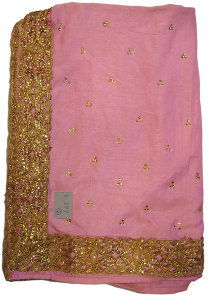 Pink Designer Wedding Partywear Silk Zari Stone Hand Embroidery Work Bridal Saree Sari E379