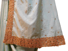 Blue Designer Wedding Partywear Silk Zari Stone Hand Embroidery Work Bridal Saree Sari E380