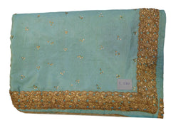 Blue Designer Wedding Partywear Silk Zari Stone Hand Embroidery Work Bridal Saree Sari E380