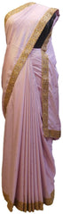 Pink Designer Wedding Partywear Silk Zari Stone Hand Embroidery Work Bridal Saree Sari E381