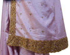 Pink Designer Wedding Partywear Silk Zari Stone Hand Embroidery Work Bridal Saree Sari E381