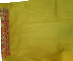 Yellow Designer Wedding Partywear Silk Zari Beads Cutdana Hand Embroidery Work Floral Printed Border Bridal Saree Sari E403