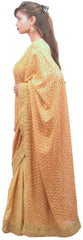 Beige Designer Wedding Partywear Net & Crepe (Jackard) Hand Embroidery Stone Thread Zari Work Kolkata Saree Sari E423