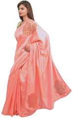 Gajari Designer Wedding Partywear Silk Hand Embroidery Thread Pearl Zari Work Kolkata Saree Sari PSE435