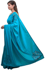 Turquoise Designer Wedding Partywear Silk Hand Embroidery Thread Pearl Zari Work Kolkata Saree Sari PSE437