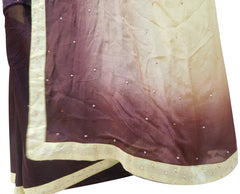 Coffee & Cream Designer Wedding Partywear Crepe (Chinon) Hand Embroidery Thread Pearl Stone Work Kolkata Saree Sari E439