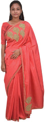 Gajari Designer Wedding Partywear Silk Hand Embroidery Thread Beads Stone Work Kolkata Saree Sari PSE440