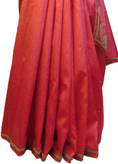 Gajari Designer Wedding Partywear Silk Hand Embroidery Thread Beads Stone Work Kolkata Saree Sari E440