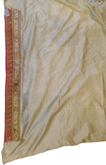 Green & Cream Designer Wedding Partywear Silk Hand Embroidery Thread Zari Work Kolkata Saree Sari PSE446