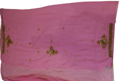 Pink Designer Wedding Partywear Georgette Hand Embroidery Cutdana Thread Stone Beads Work Kolkata Saree Sari E463