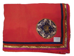 SMSAREE Gajari Designer Wedding Partywear Georgette (Viscos) Stone Zari Gota & Pearl Hand Embroidery Work Bridal Saree Sari With Blouse Piece E477