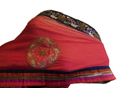 SMSAREE Gajari Designer Wedding Partywear Georgette (Viscos) Stone Zari Gota & Pearl Hand Embroidery Work Bridal Saree Sari With Blouse Piece E477