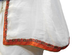 SMSAREE White Designer Wedding Partywear Georgette (Viscos) Mirror Sequence & Thread Hand Embroidery Work Bridal Saree Sari With Blouse Piece E500